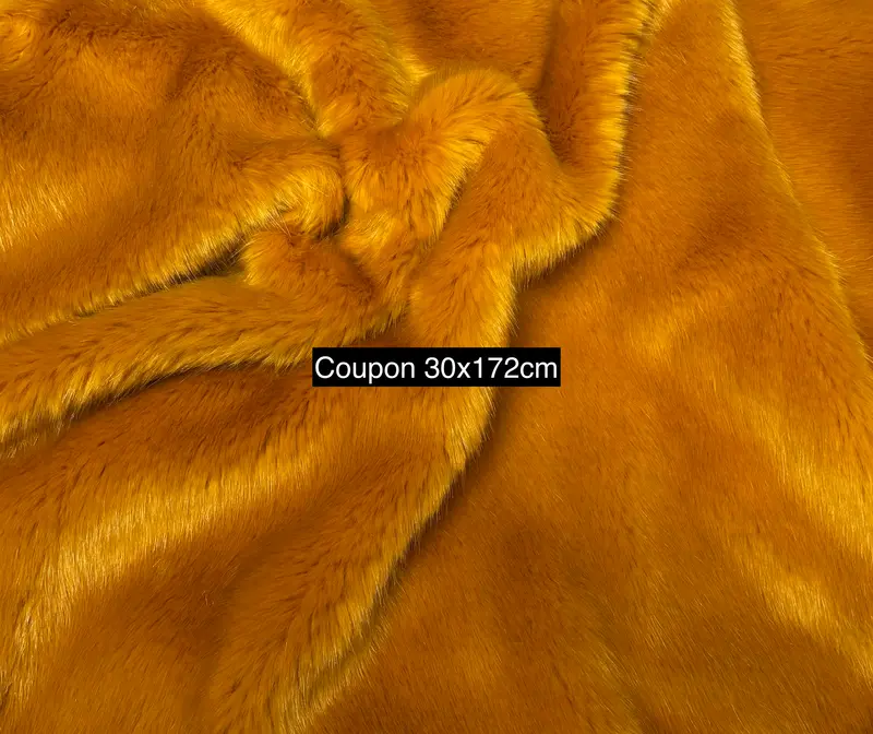 Coupon fausse fourrure orange roux – poils 2 cm – 30x172 cm