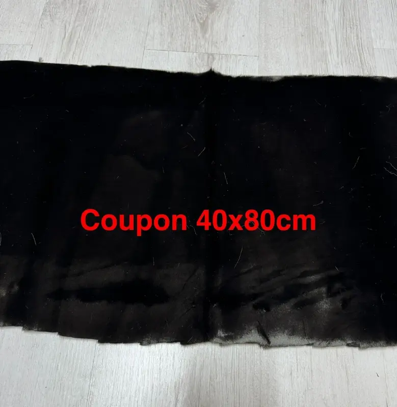 Coupon tissu fausse fourrure douce et de qualité à poils moyens marron foncé noir 40cm x 80cm