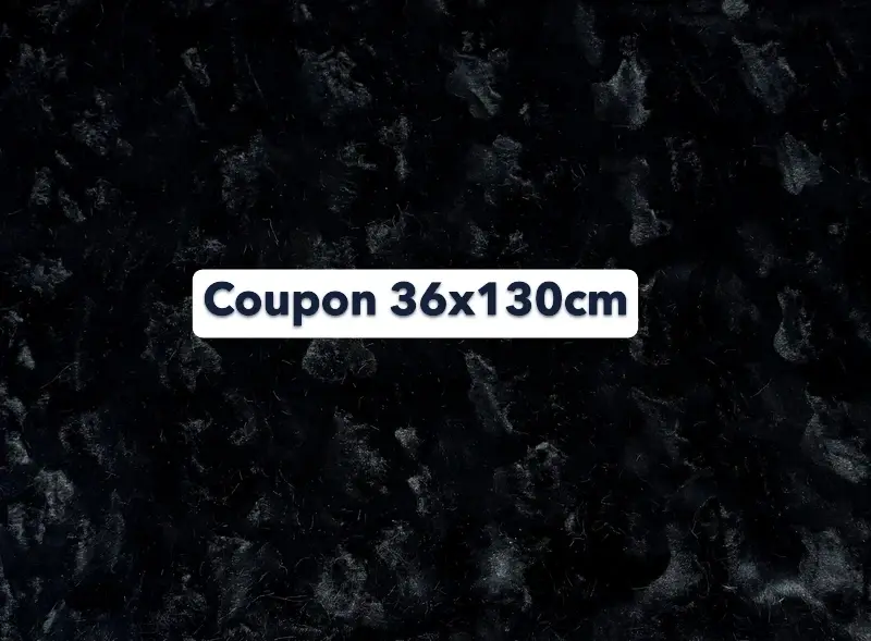 Coupon tissu fausse fourrure texturée douce à poils courts noir 36cm x 130cm