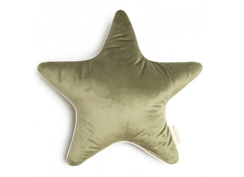 Coussin Aristote star velvet olive green - NOBODINOZ