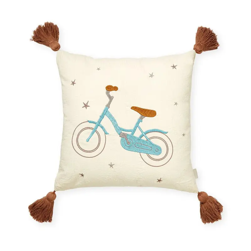 Coussin Brodé Pour Enfants - Ocs -Vélo