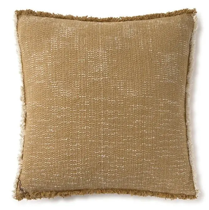 Coussin Carré Tissé Main Ocre