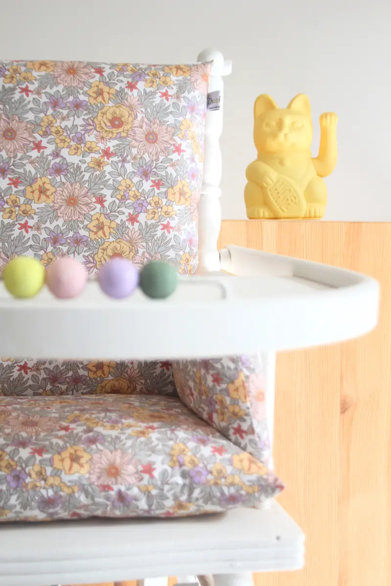 Coussin de chaise haute bébé en coton enduit Oeko-Tex / Assise chaise haute - Bianca