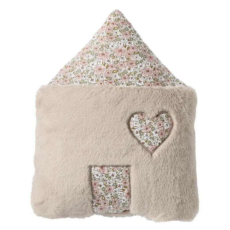 Coussin déco forme maison fausse fourrure angora beige / liberty – Afternoon Tea