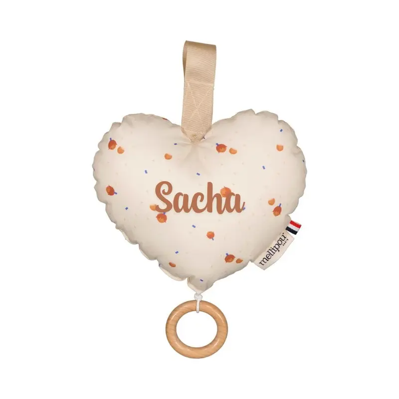 Coussin musical cadeau naissance mixte - Noisette