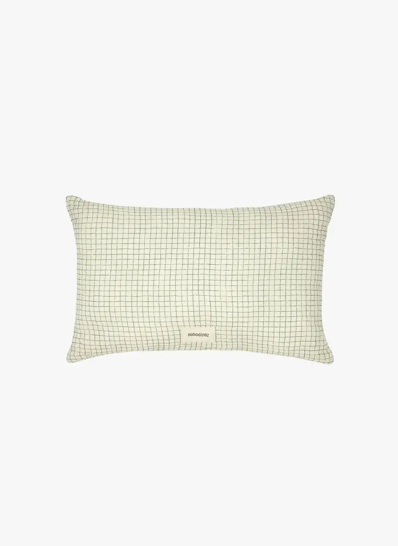 Coussin rectangulair coton lavé wabi sabi blue grid - NOBODINOZ