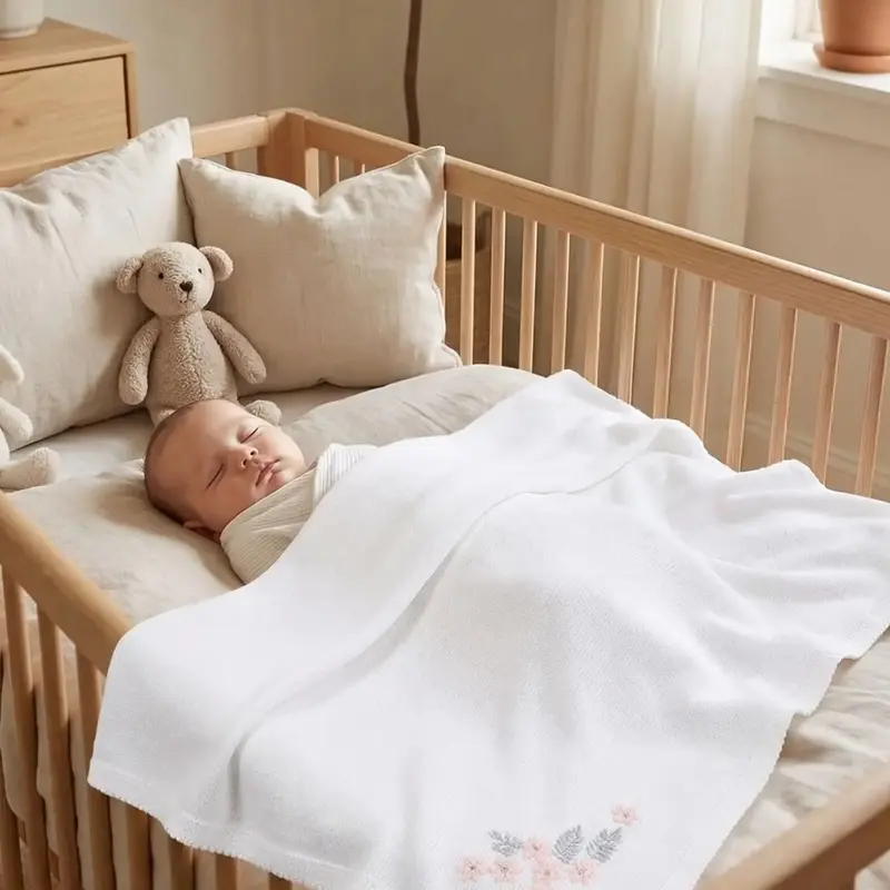 COUVERTURE BEBE BRODEE | Coton 4 Saisons