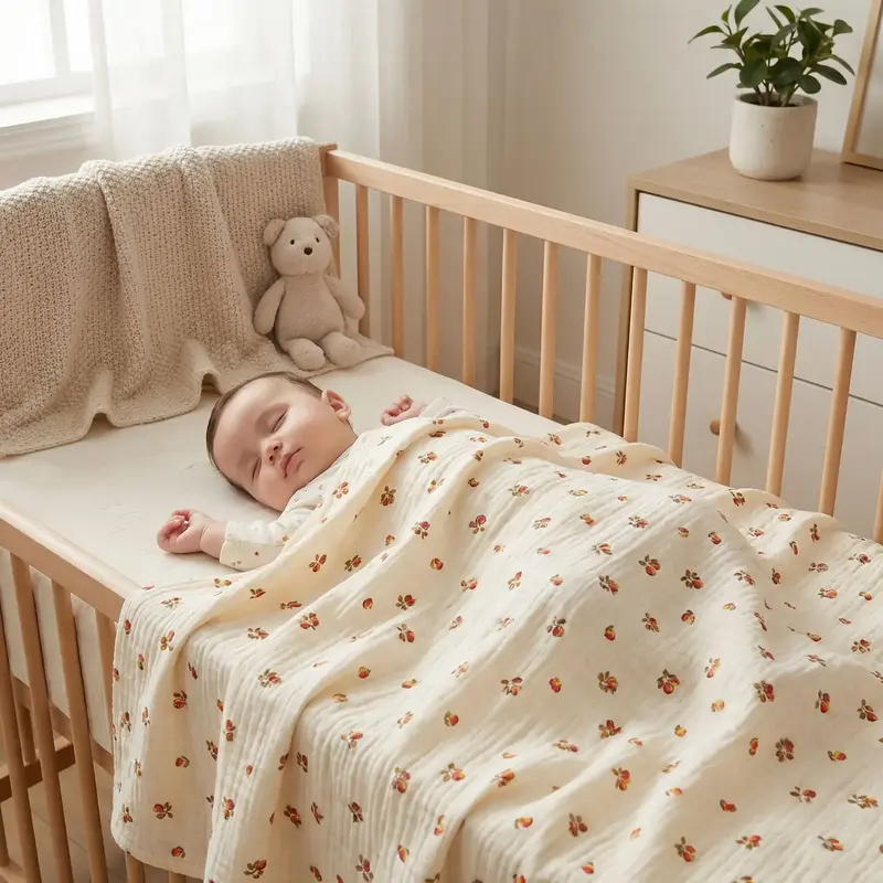 COUVERTURE BEBE EN COTON | Mousseline Naturelle
