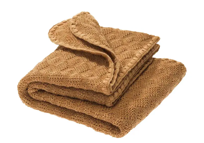 Couverture bébé en laine merinos Disana - Caramel