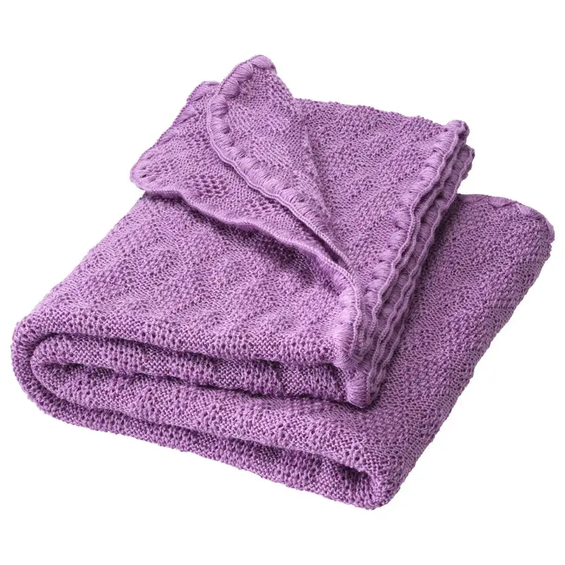 Couverture bébé en laine merinos Disana - Lilas