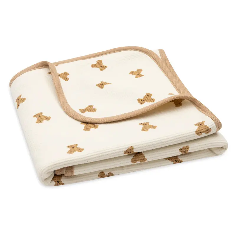Couverture bébé Little Waffle Mini Teddy Bear – douceur et confort