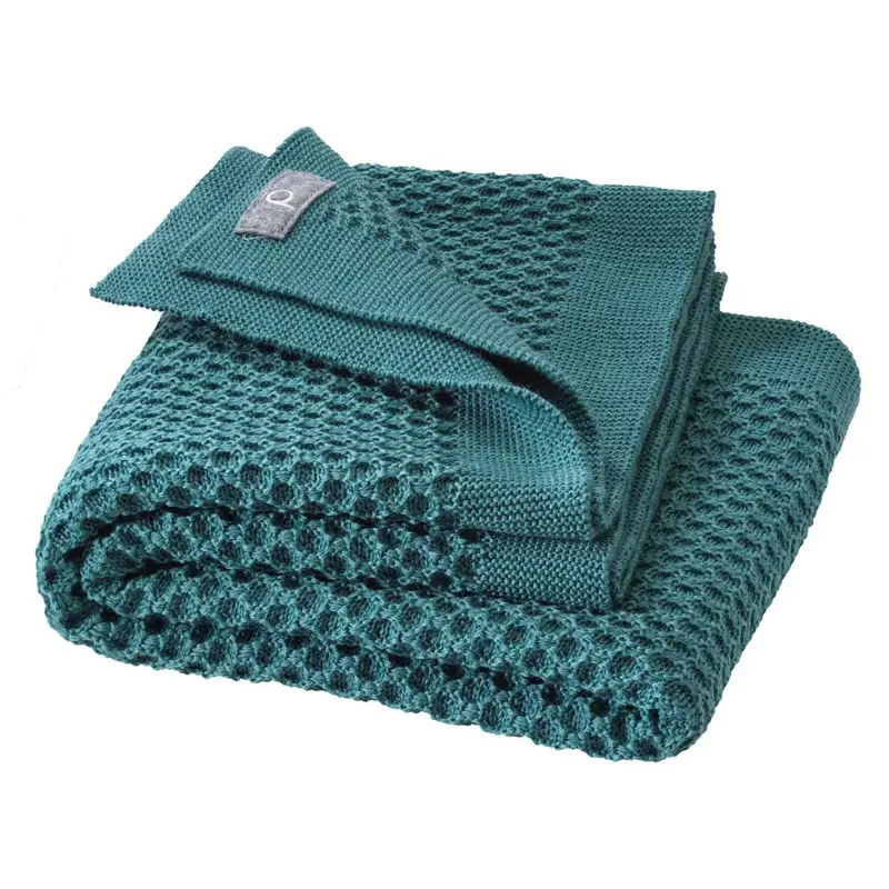 Couverture bébé nid d'abeilles en laine Disana - Eucalyptus