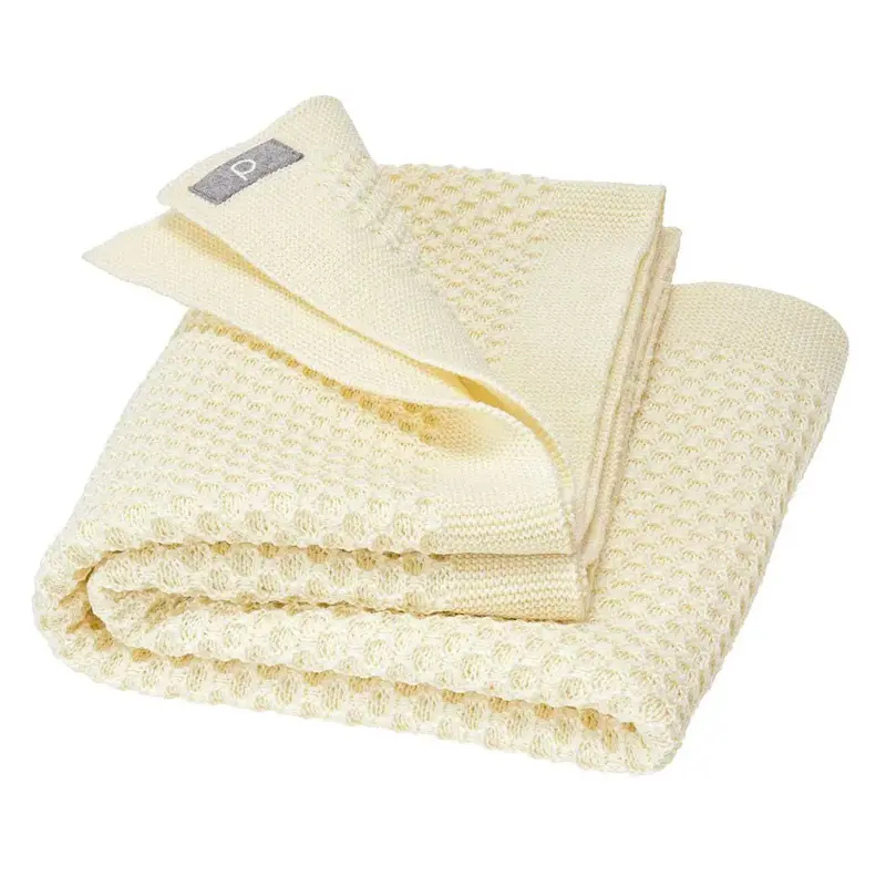 Couverture bébé nid d'abeilles en laine Disana - Naturel