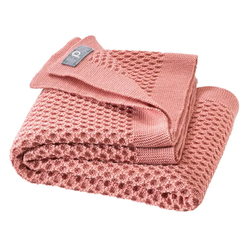 Couverture bébé nid d'abeilles en laine Disana - Soft pink