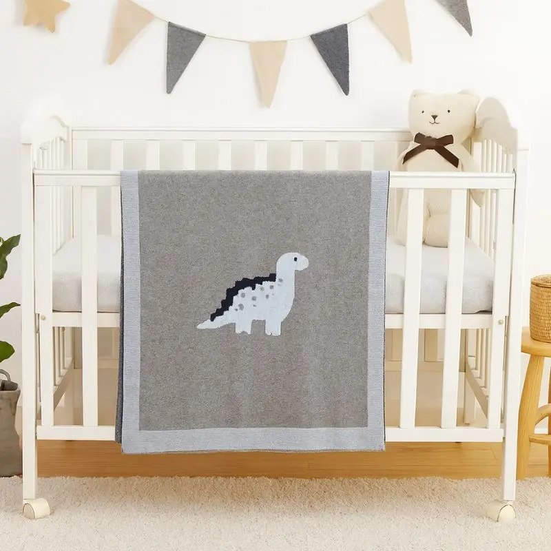Couverture bébé tricot-Dino