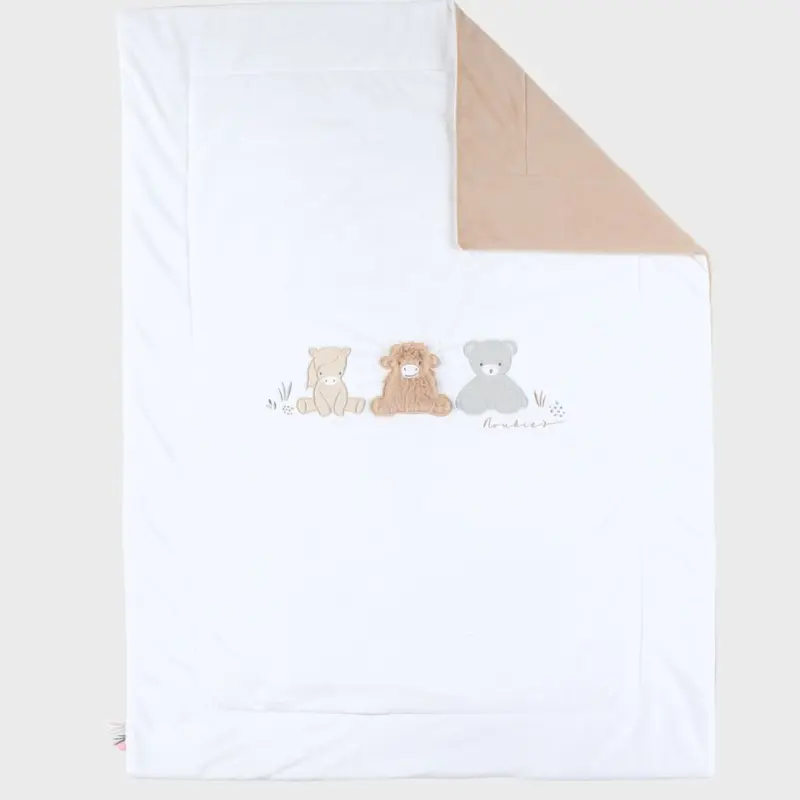 Couverture brodée écrue 75x100 cm en Veloudoux