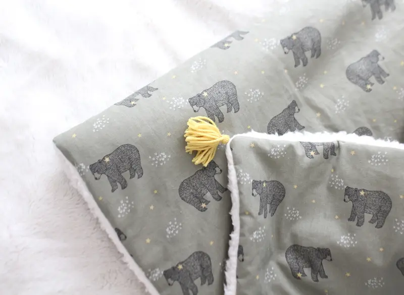 Couverture molletonnée fausse fourrure Oeko-tex / Bears kaki