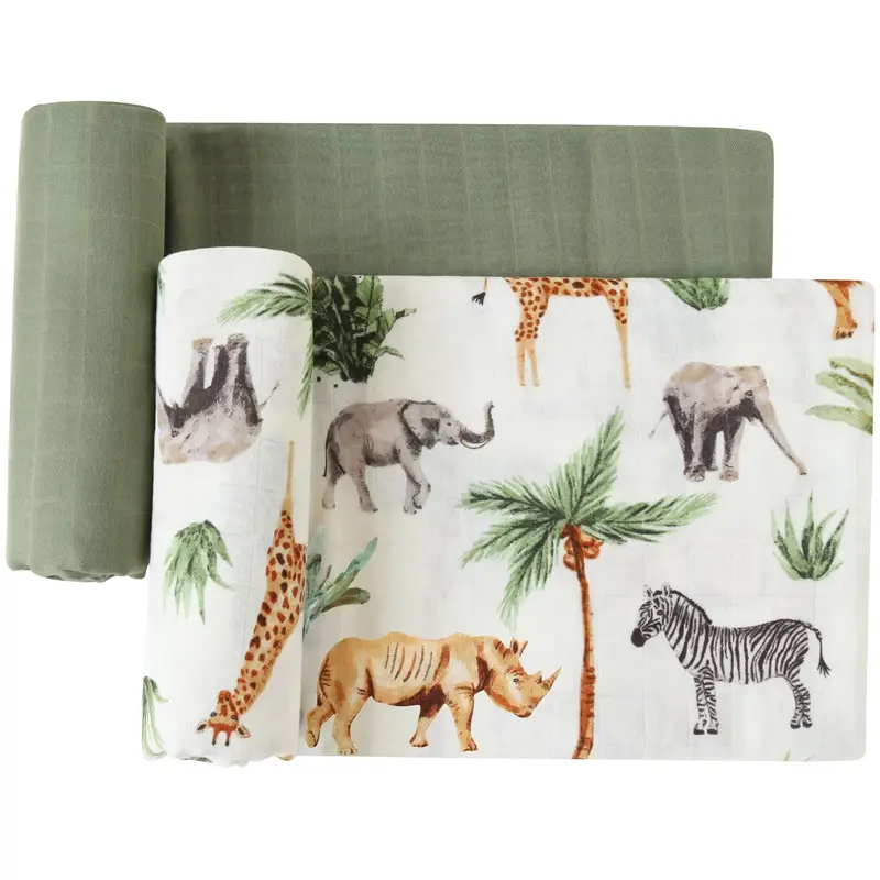 Couverture mousseline bambou bébé - lange 60x60 et 120x120cm multi-motifs