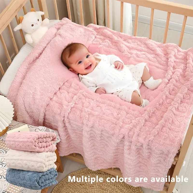 Couverture polaire rayée ultra-douce toutes saisons pour bébé et enfant