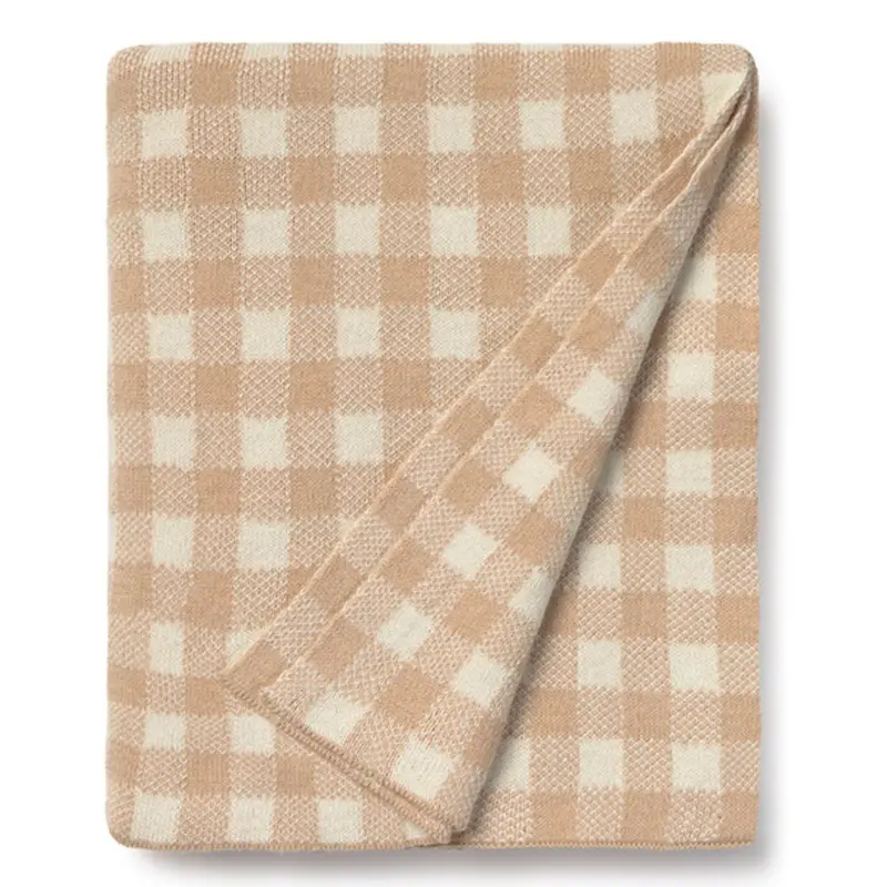 Couverture Tricotée Vichy Rose
