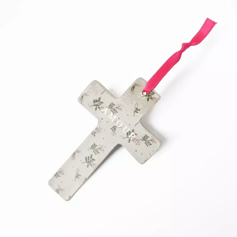 Croix en porcelaine - Pink Berry / Amour - Baubels