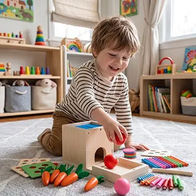Cube d'activité bébé en bois | Montessori