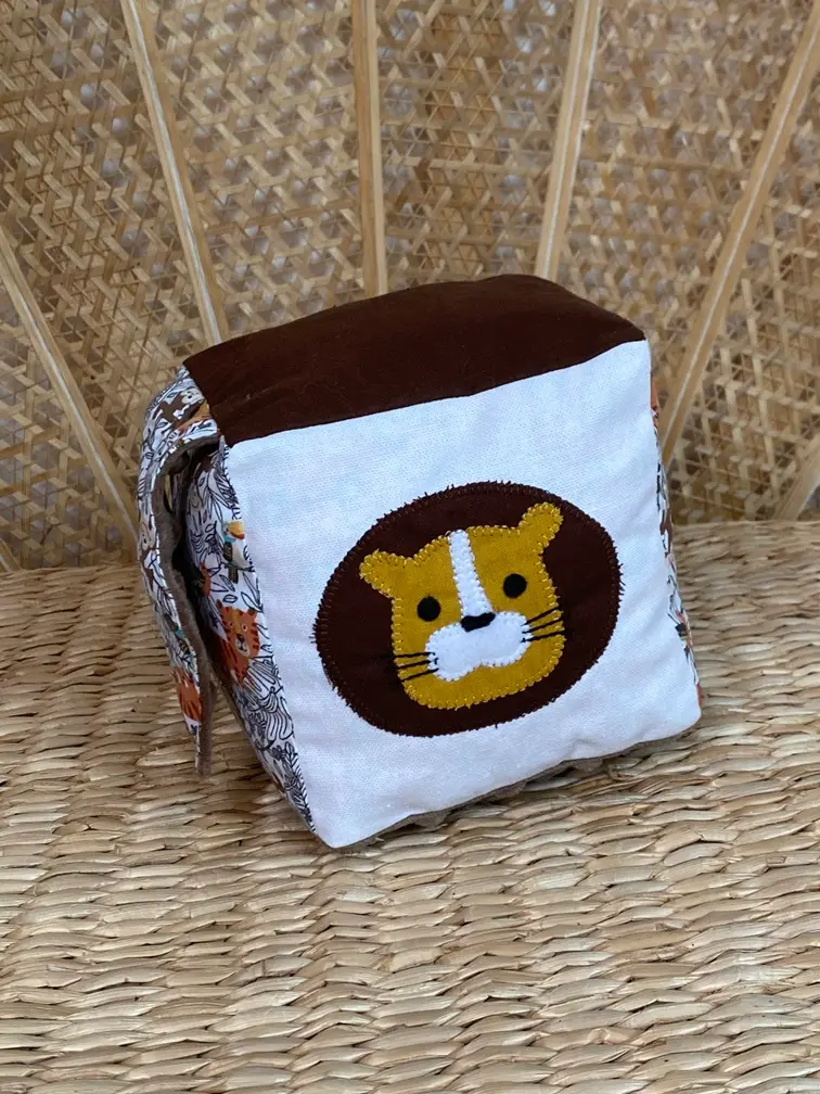 Cube éveil - Collection Jungle - Marron/Moutarde - Fabrication artisanale