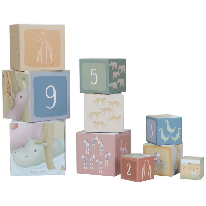 Cubes à empiler en carton - Safari Friends - Little Dutch