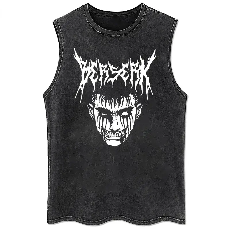 Débardeur Berserk – Visage Guts Ténébreux & Logo Metal