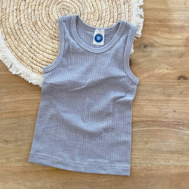 Débardeur enfant laine mérinos, soie & coton bio Cosilana – Gris clair