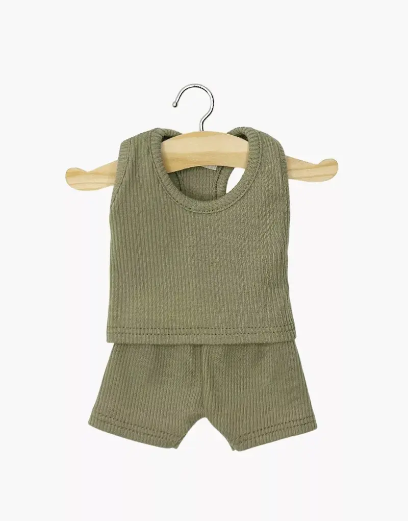 Dessous garçon Marcel en maille côtelée olive- minikane