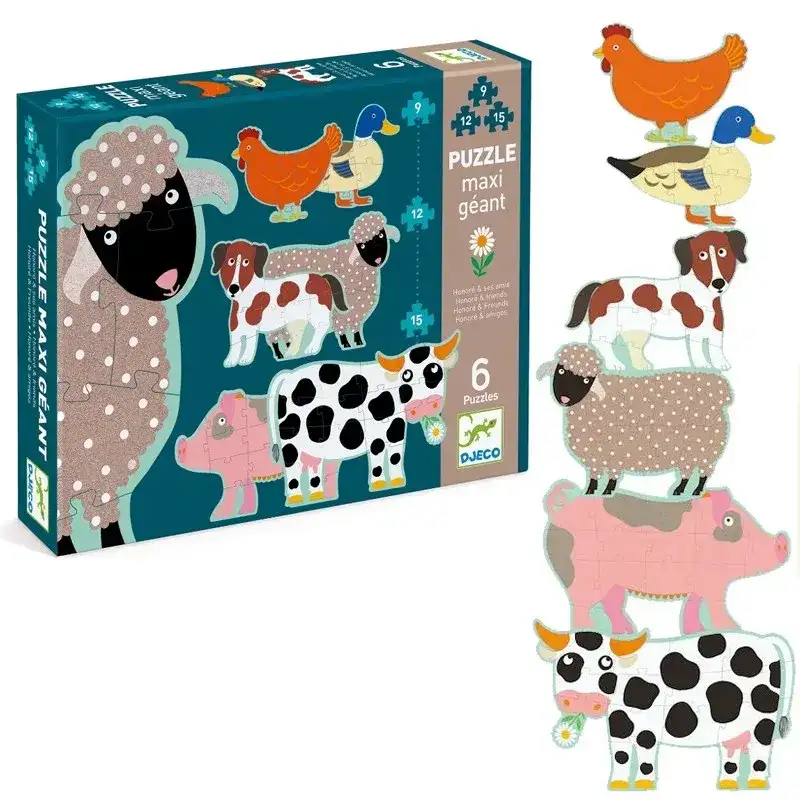 Djeco - Puzzle - Maxi géant - Honoré et ses amis - 🧒 2 ans+