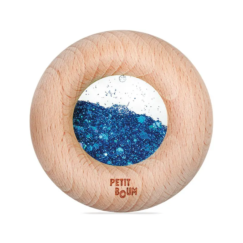 Donut jouet d’éveil sensoriel bleu – jouet en bois bébé