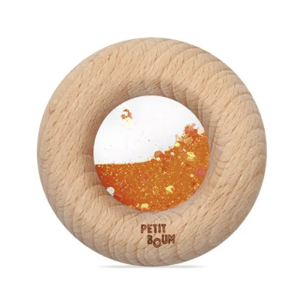 Donut jouet d’éveil sensoriel orange – jouet en bois bébé