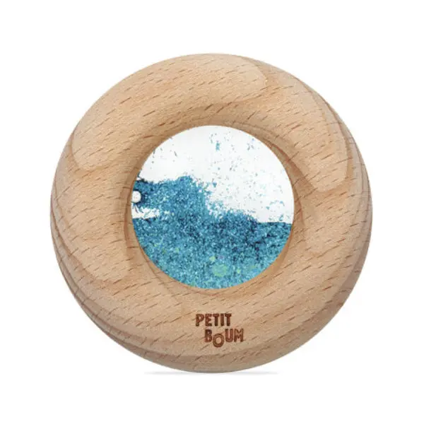Donut jouet d’éveil sensoriel turquoise – jouet en bois bébé
