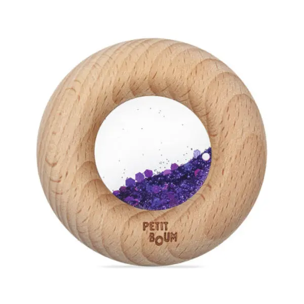 Donut jouet d’éveil sensoriel violet – jouet en bois bébé