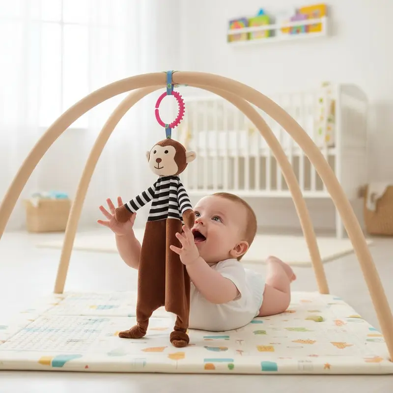 Doudou Bébé Animal à Attraper — Coton & Polyester 🧸