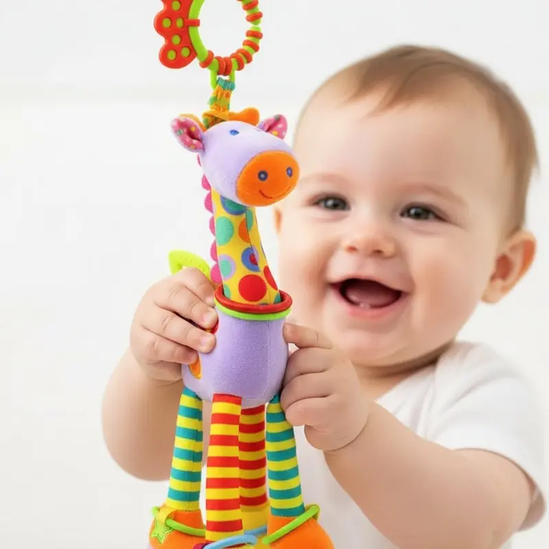 Doudou Bébé Girafe en Tissu Doux — 4 Coloris au Choix