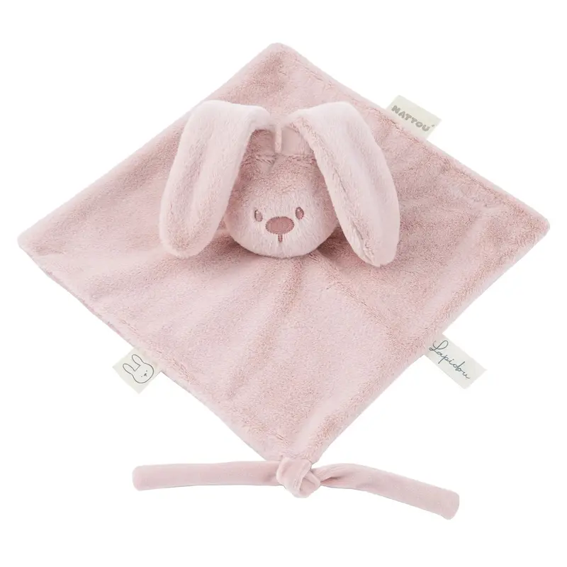 Doudou bébé lapin rose poudré – doudou naissance doux 27 cm