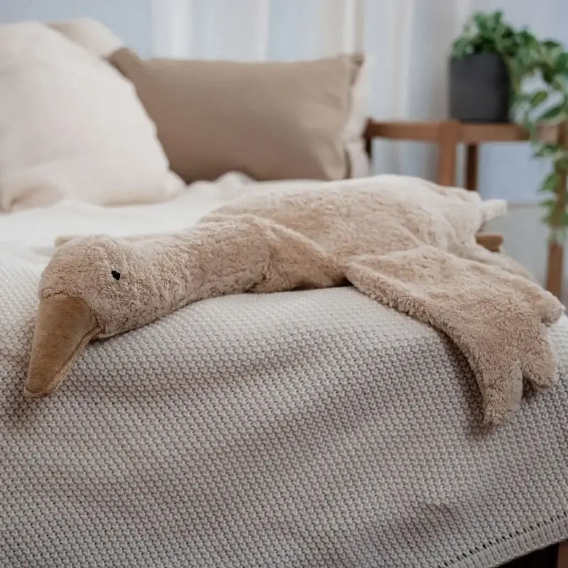 Doudou bouillotte en coton bio & laine Oie Senger Naturwelt - Sable Grand modèle
