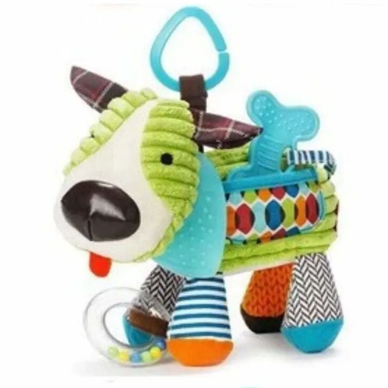 Doudou Chien Multicolore Bébé | Hochet & Anneau Dentition 🐶