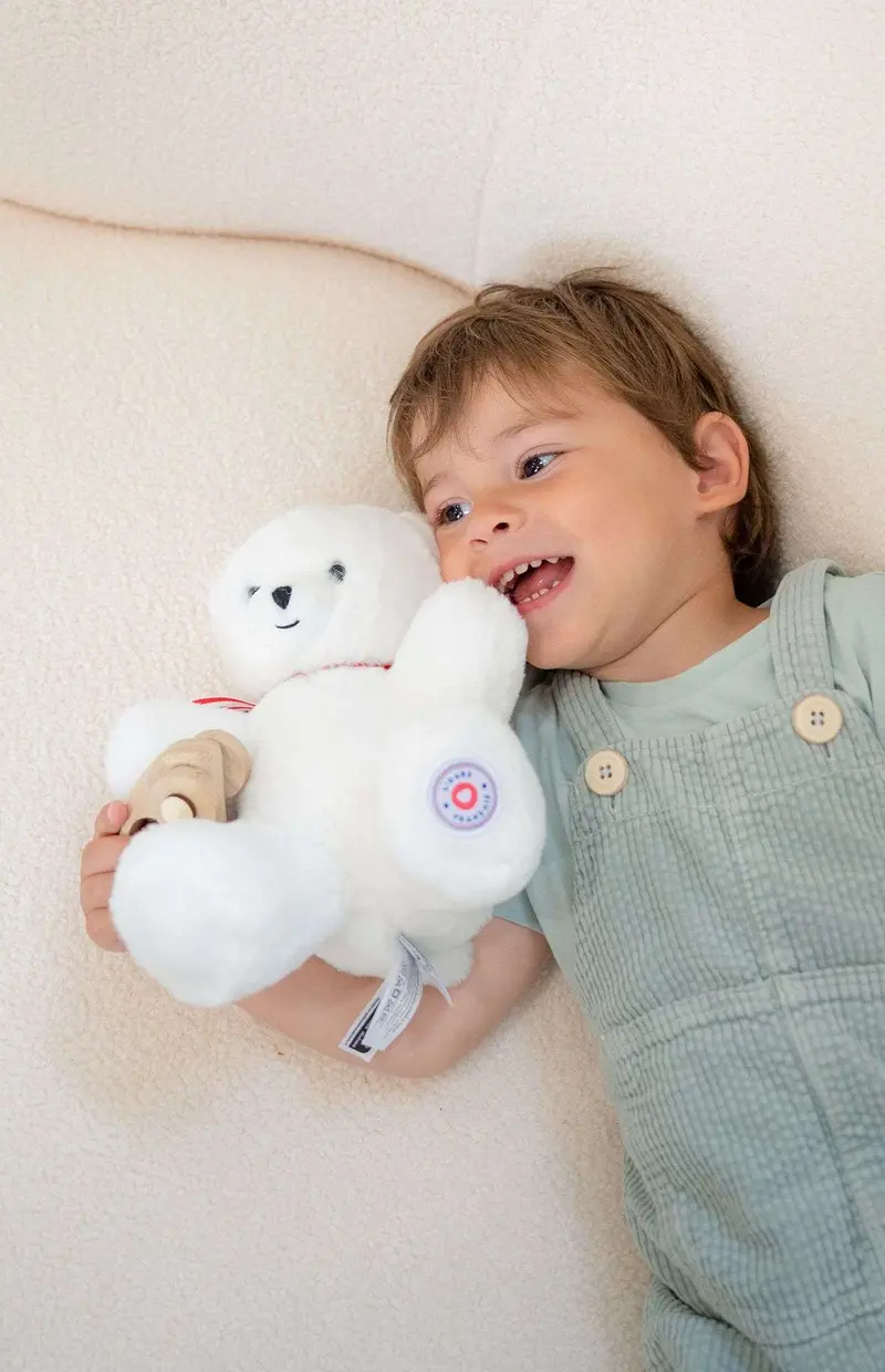 Doudou et compagnie - Ours en Peluche Articulé Français - 25 cm - Blanc naissance+ 👶Naissance+