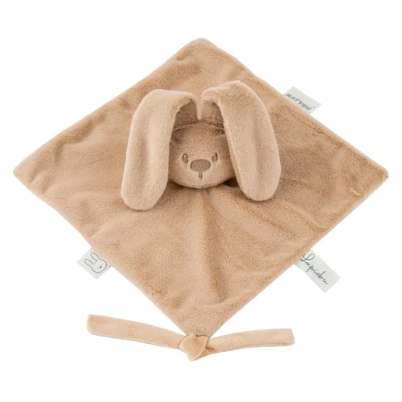 Doudou lapin bébé 27x27 cm – Doudou beige chaud dès la naissance