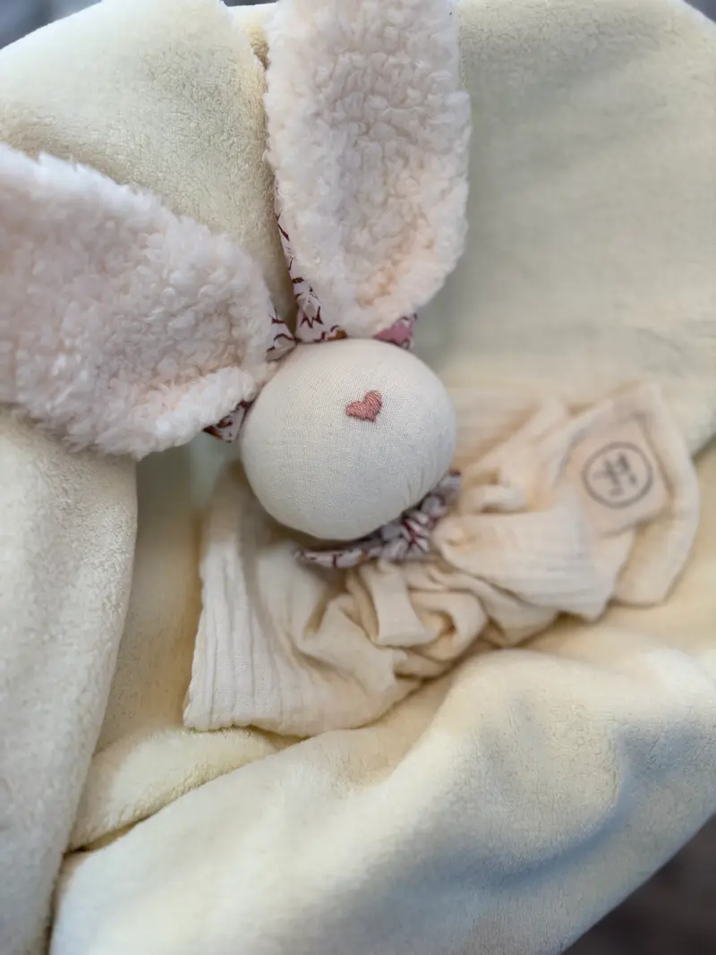 Doudou Lapin écru India -Personnalisable