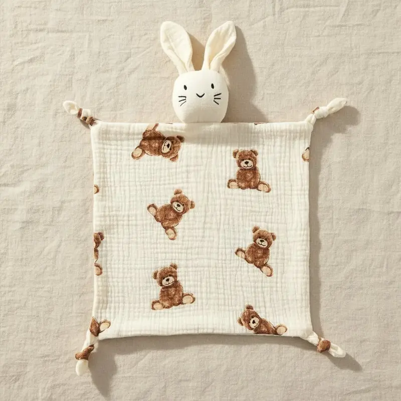 Doudou Lapin en Mousseline de Coton (Lange) 🐰