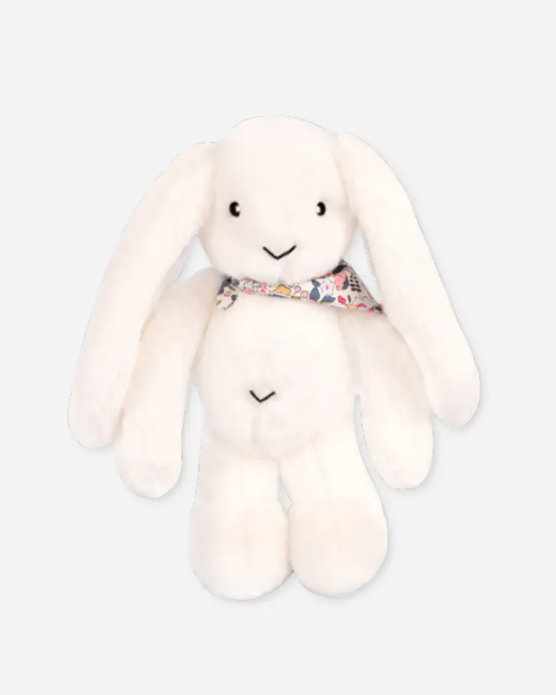 Doudou lapin fleurette blanc grand
