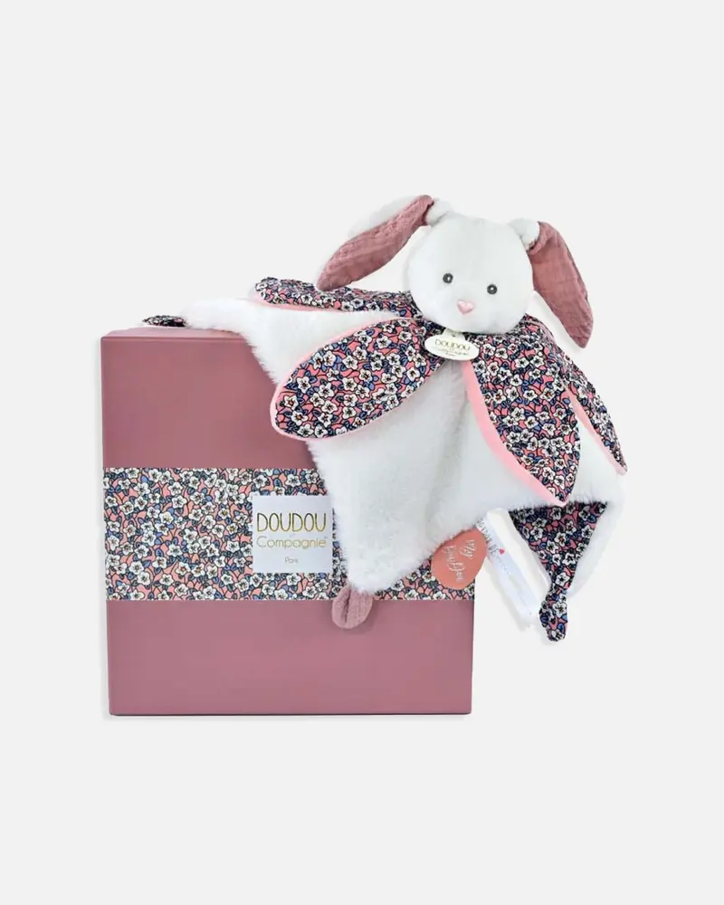 Doudou lapin pétale rose
