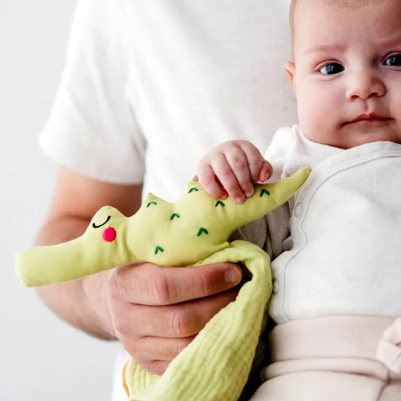 Doudou plat coton bio crocodile