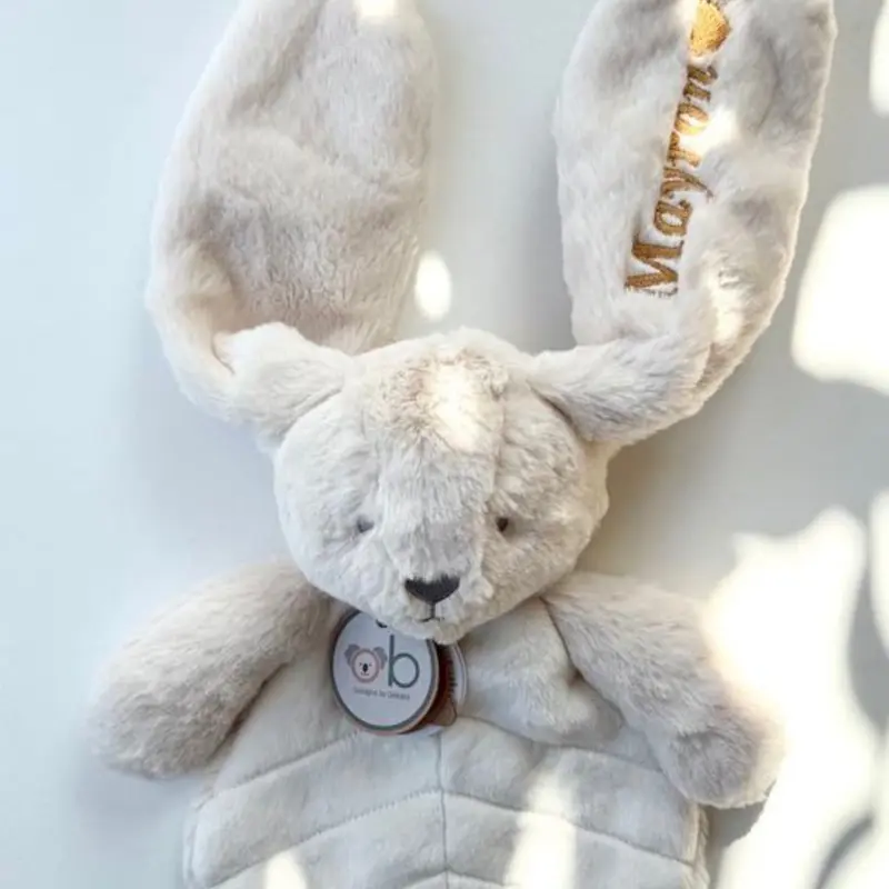 Doudou plat lapin 30 cm – Crème