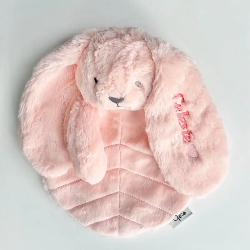 Doudou plat lapin 30 cm – Rose